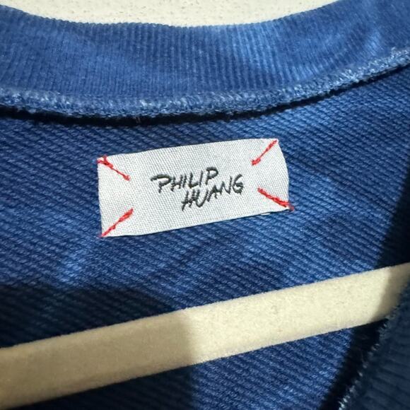 Philip Huang Camo Indigo Organic French Terry Sweatshirt Mens Size Small - Picture 5 of 11